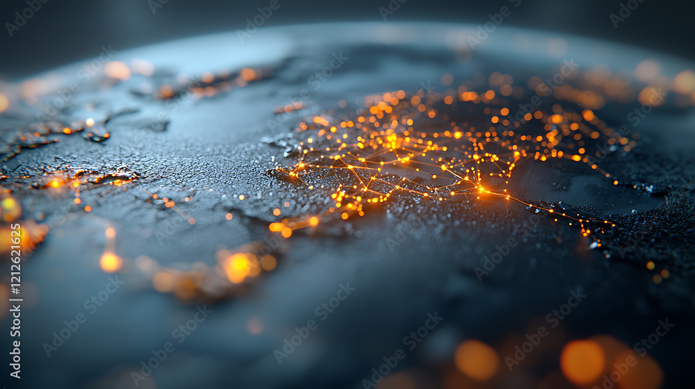 Poster global business connections through a glowing interconnected network of nodes digital technology nig