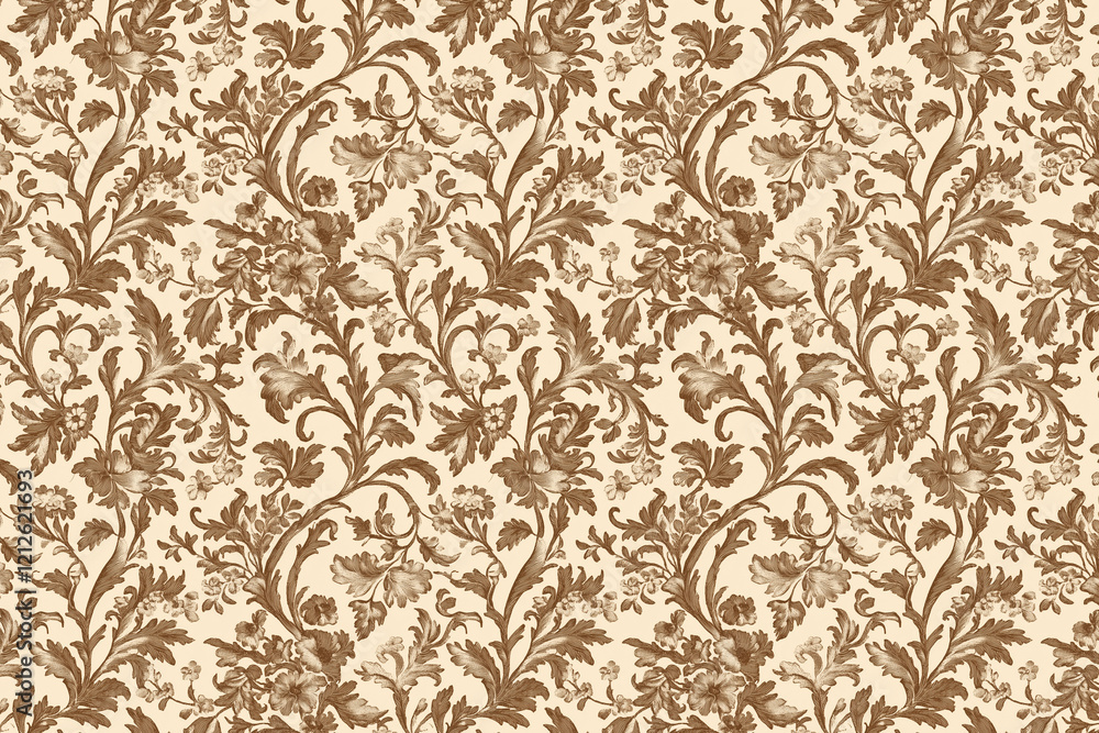 Poster floral toile tapestry pattern. vintage botanical wallpaper pattern. background image. created with g