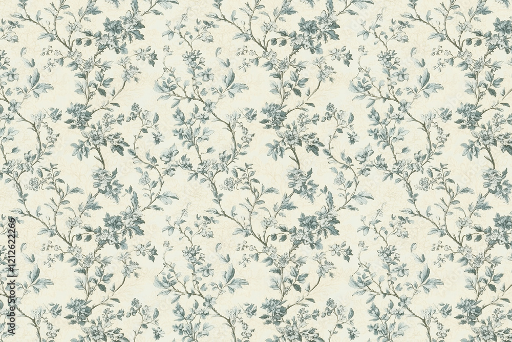 Poster floral toile tapestry pattern. vintage botanical wallpaper pattern. background image. created with g