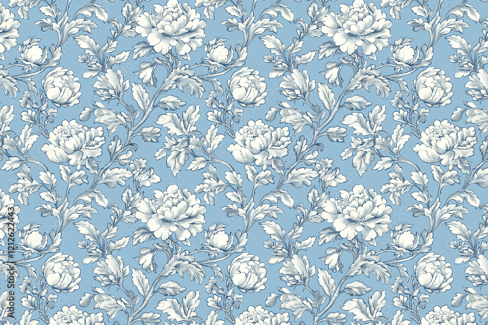Poster floral toile tapestry pattern. vintage botanical wallpaper pattern. background image. created with g