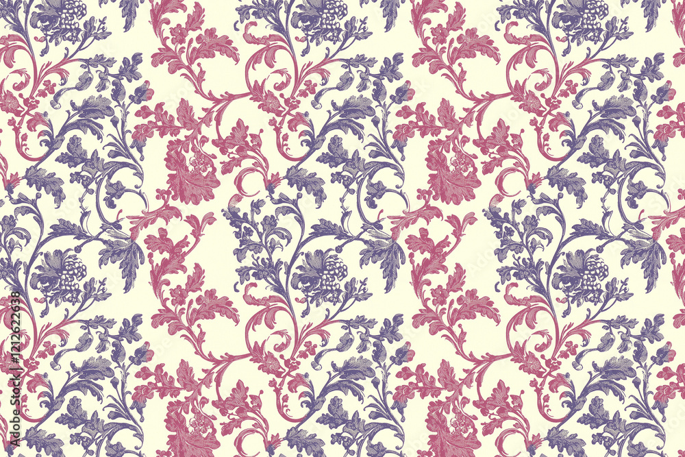 Poster floral toile tapestry pattern. vintage botanical wallpaper pattern. background image. created with g