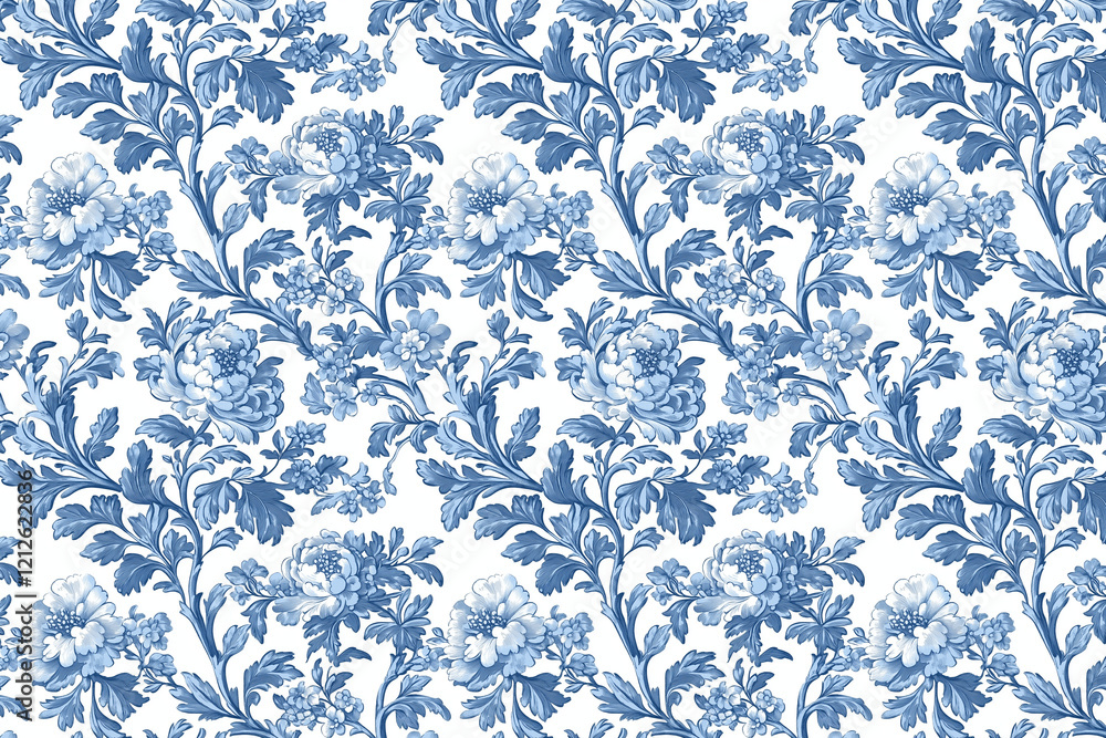 Poster floral toile tapestry pattern. vintage botanical wallpaper pattern. background image. created with g