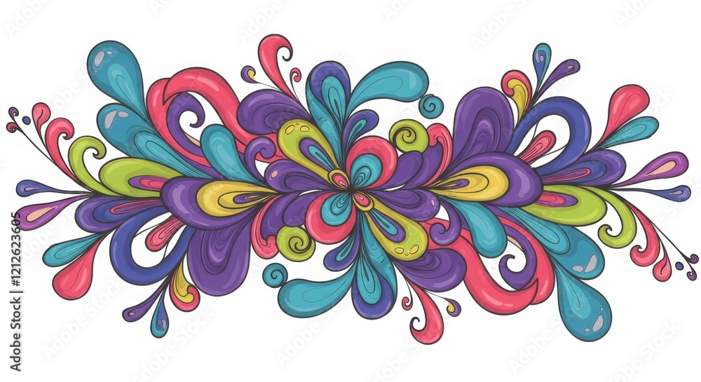 Poster vibrant floral swirl: an explosion of color and whimsical shapes in a vibrant floral design. perfect