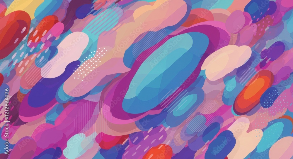 Poster abstract organic shapes: a vibrant abstract art print featuring a playful and organic arrangement of
