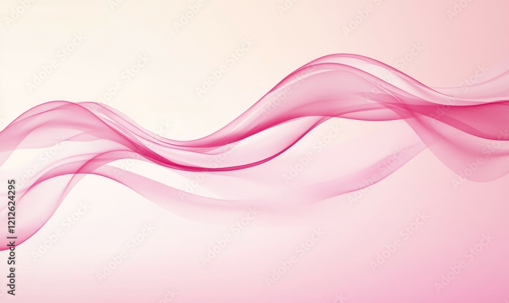 Poster smooth pink liquid wave gracefully flowing on a soft pink background, creating an elegant and dynami