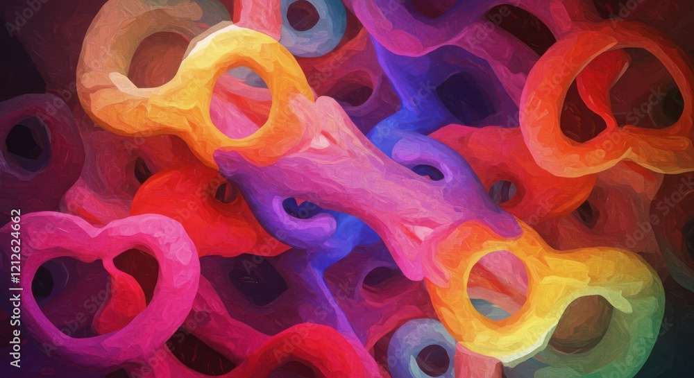 Poster vibrant key collection: a captivating close-up shot of numerous colorful keys, rendered in a painter