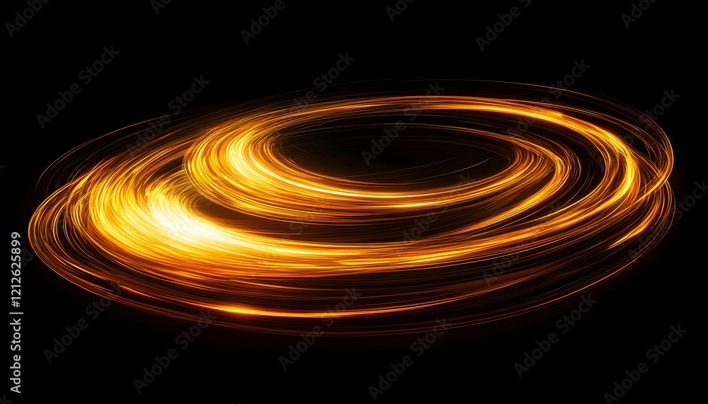 Fototapete captivating swirls of golden light against a dark background with radiating illumination creating dy