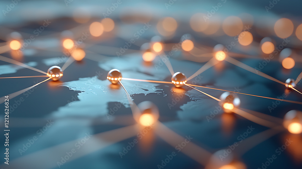 Poster global business networking event interconnected grid illuminating opportunities digital landscape hi