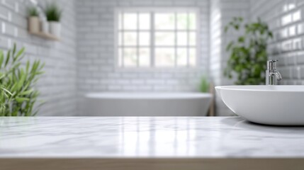 Fototapeta premium Modern Bathroom Interior with Stylish Sink and Natural Light