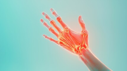 Dynamic visualization of human hand skeleton anatomy medical study 3d render digital environment close-up perspective human anatomy insights