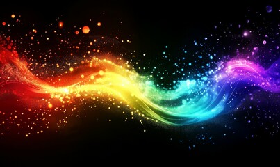 Obraz premium Vibrant abstract data stream background with colorful light streaks and particles symbolizing digital information flow