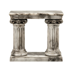 Obraz premium Marble and silvered metal console table with modern design for home decor and furniture arrangement isolated on transparent background.