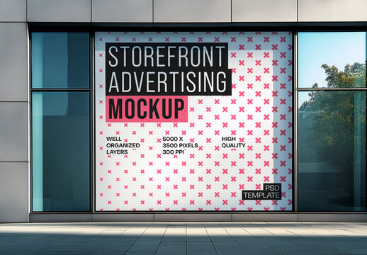 Storefront and Office Window Advertising Mockup for Design and Branding Projects
