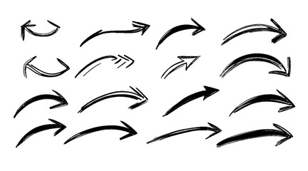 Vector hand drawn different arrow design with white background arrow mark icons