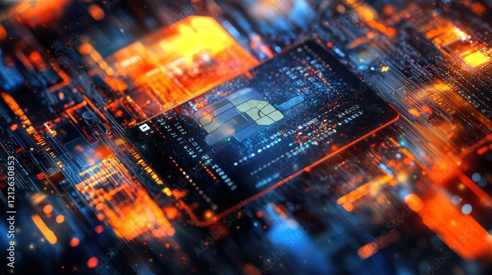 Poster abstract digital circuit board microchip technology