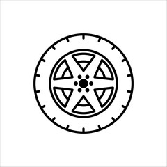 Obraz premium Car wheel icons. Black wheel tires silhouette. For web design, isolated on white background.
