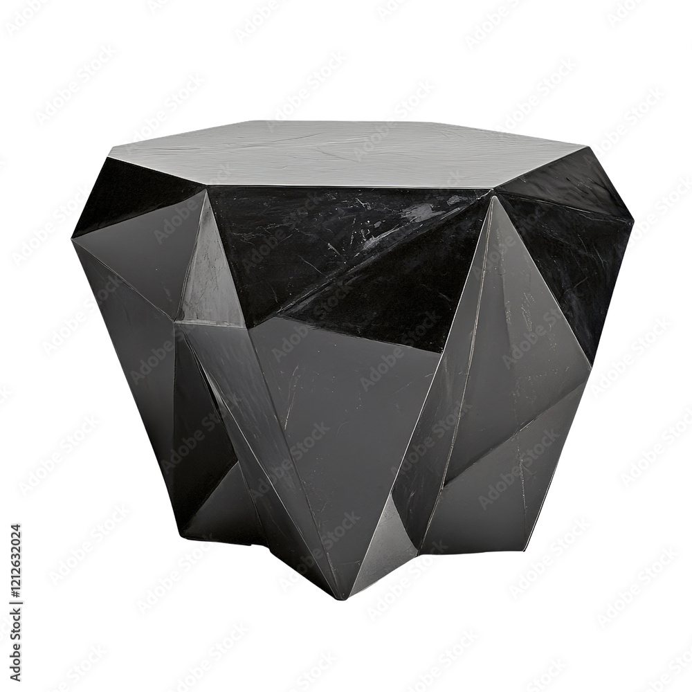 Poster black and white table with diamond shaped base on a minimalist background isolated on transparent ba