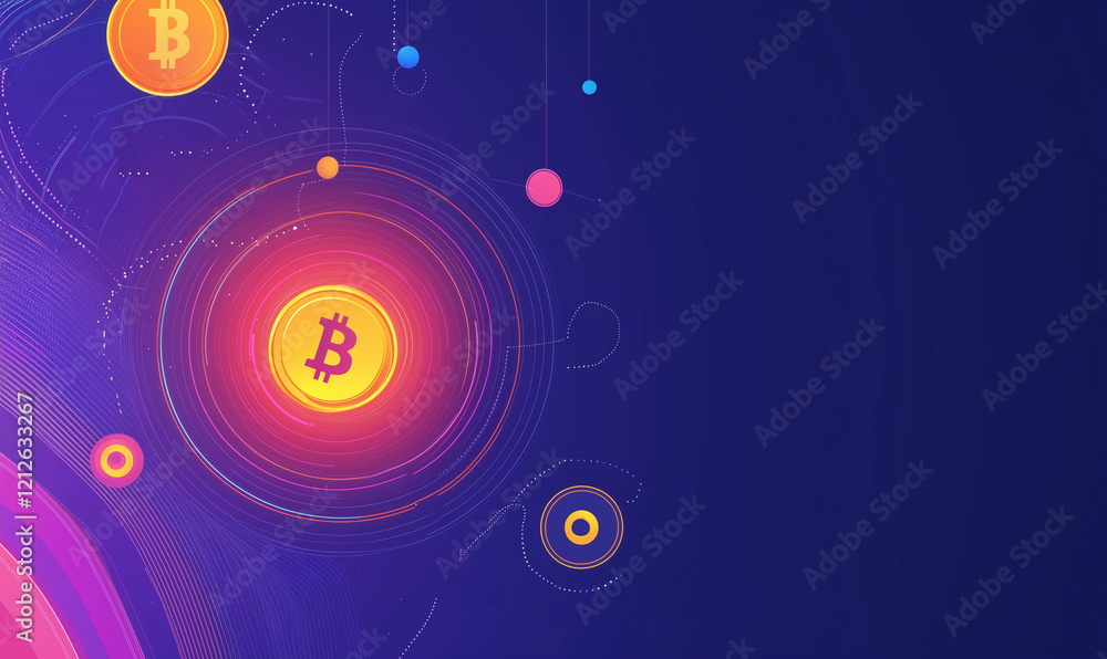 Poster exploring innovative investment strategies in cryptocurrency digital finance graphic design futurist