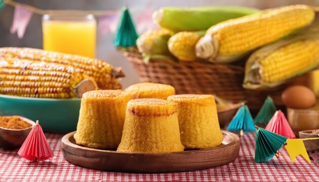 Colorful spread of fresh corn snacks and drinks captures the essence of springtime joy.