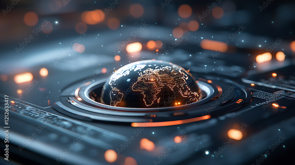Poster global collaboration network illuminated business concepts digital environment abstract viewpoint fu