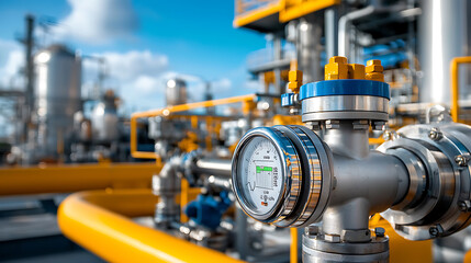 Obraz premium Engineers collaborating on gas system operations at oil refinery industrial environment technical insights professional perspective