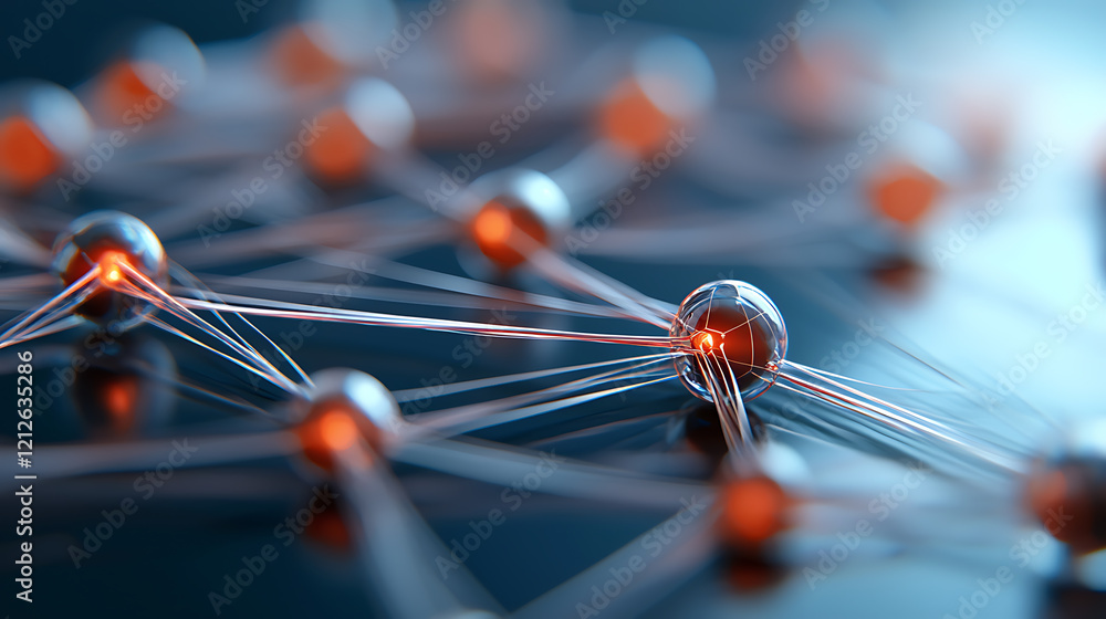 Poster futuristic communication pathway global digital nodes in a technological environment close-up view o