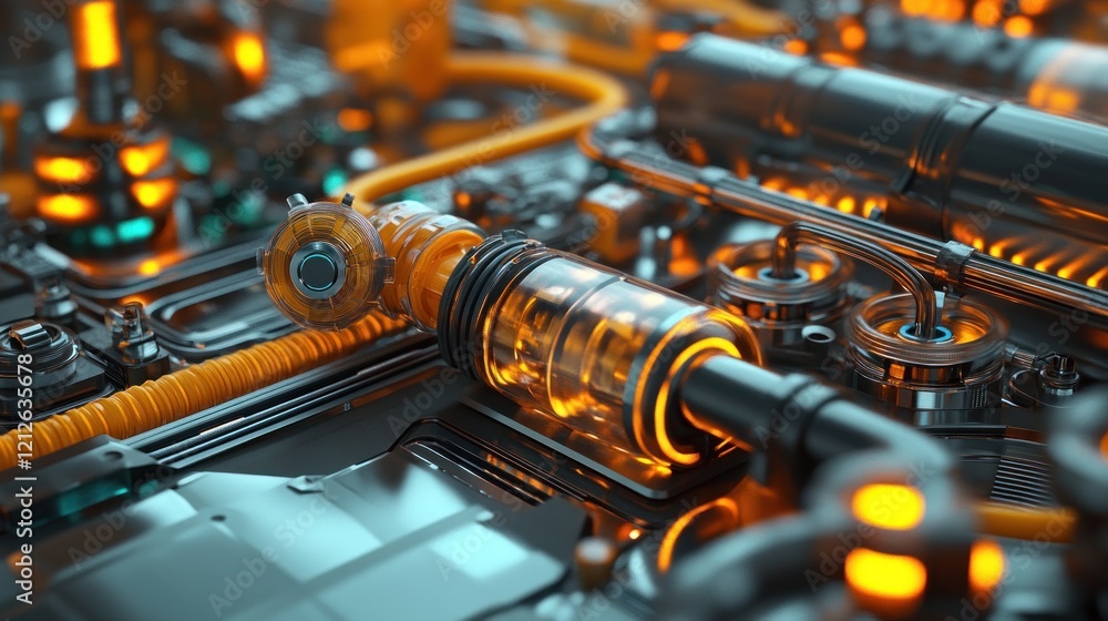 Aufkleber futuristic technological machine internal components displayed