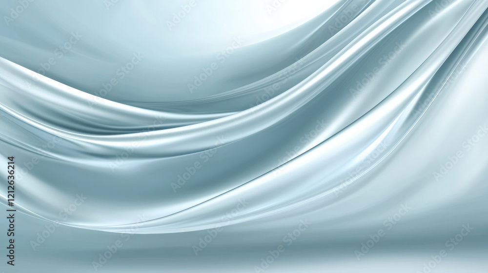 Fototapete Soft light blue fabric waves create serene and calming atmosphere. Ideal for backgrounds or design projects