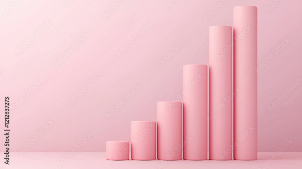 Poster subtle pink background with abstract shapes representing growth and progress