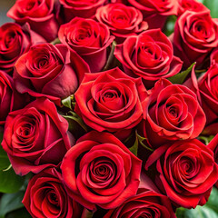 red rose bouquet close up