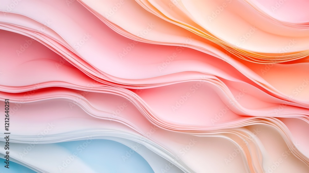 Poster soft pastel waves creating an elegant and calming abstract background