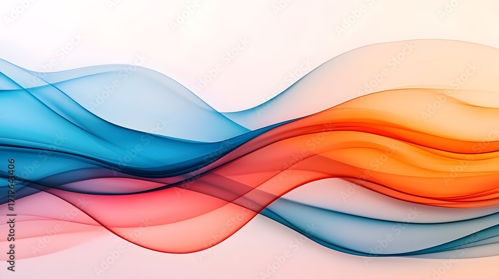 Poster smooth pastel gradient waves - abstract curves in calming digital art
