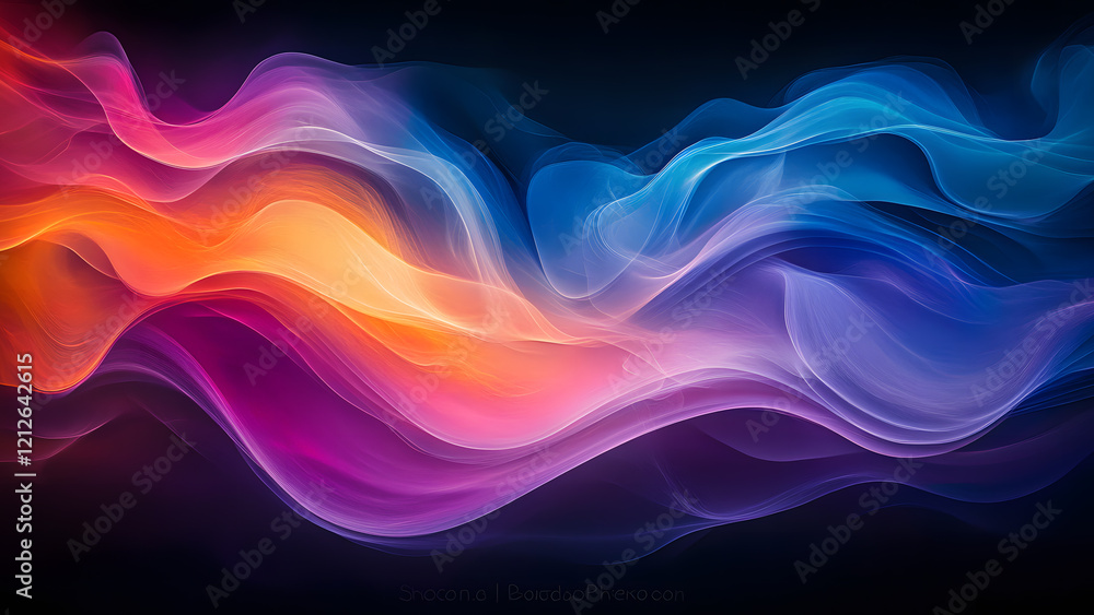 Poster create an abstract art piece featuring vibrant colors and waves in a captivating background design f