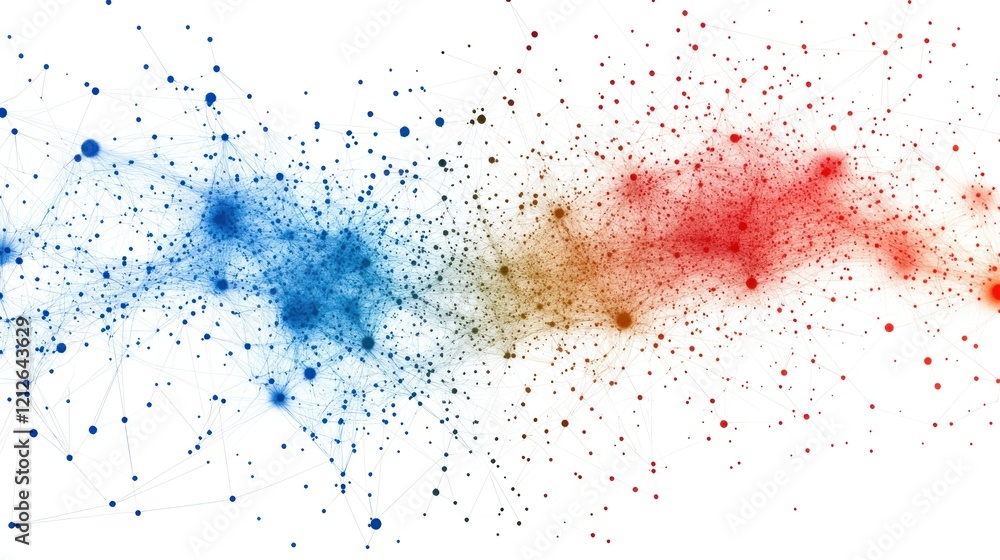Poster Abstract Network Nodes Connected In Colorful Gradient