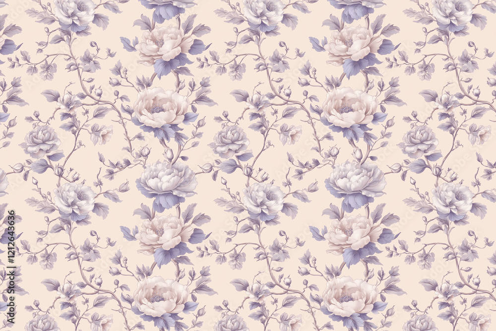 Poster floral toile tapestry pattern. vintage botanical wallpaper pattern. background image. created with g