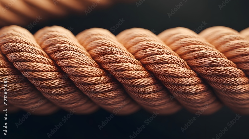 Aufkleber rustic coiled rope strand with visible fibers in sharp 3d