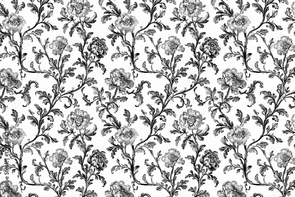 Poster floral toile tapestry pattern. vintage botanical wallpaper pattern. background image. created with g