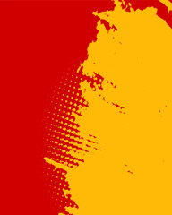 Abstract grunge art design in red and yellow color style portrait. Vector illustration. Suitable for poster, wallpaper, banner and wall art.