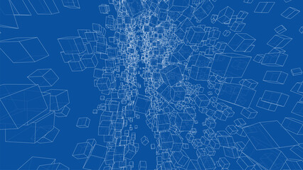 Wireframe Boxes. Sketch style