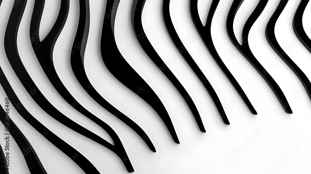 Poster mesmerizing wave-like abstract pattern in striking monochrome