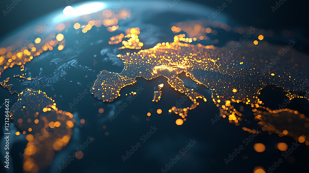 Poster global interconnected pathways illuminated by technology a network of human resources and business s