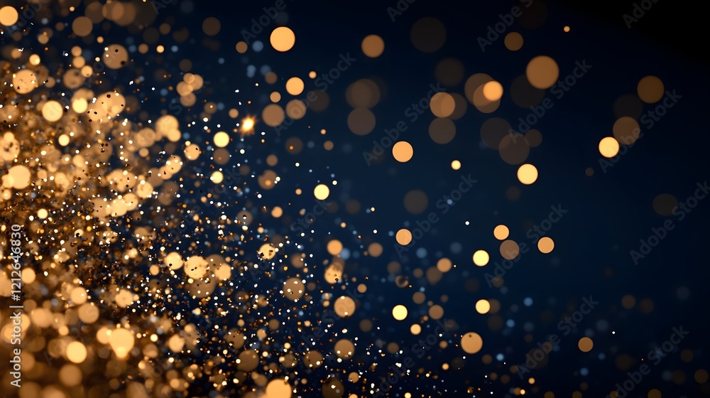 Poster midnight cosmic glitter particles floating in enchanting celestial background