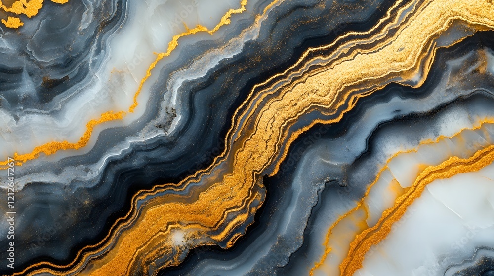 Poster captivating onyx stone with mesmerizing golden streaks and intricate patterns