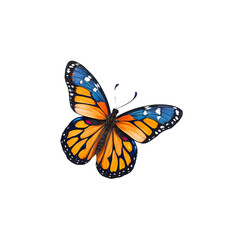 Radiant Monarch Butterfly: A stunning monarch butterfly, with its iconic orange and black patterned wings, gracefully soars through the air.