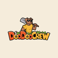 Fun and Playful Dog Logo Design for Pet Waste Removal Service Cartoon Dog Logo for Doodle Cleanup Crew waste removal logo cleaning service logo