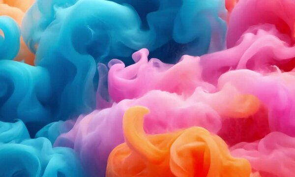 Crumpled paper mimicking the texture of swirling smoke, infused with neon blue, pink, and orange gradients to create a dynamic, ethereal look