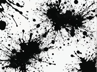 Black and White Ink spatter texture. Black ink splash isolated on white background. Black drop ink splatter. EPS 10. Ink splash texture. Grunge background. Ink splatter. 