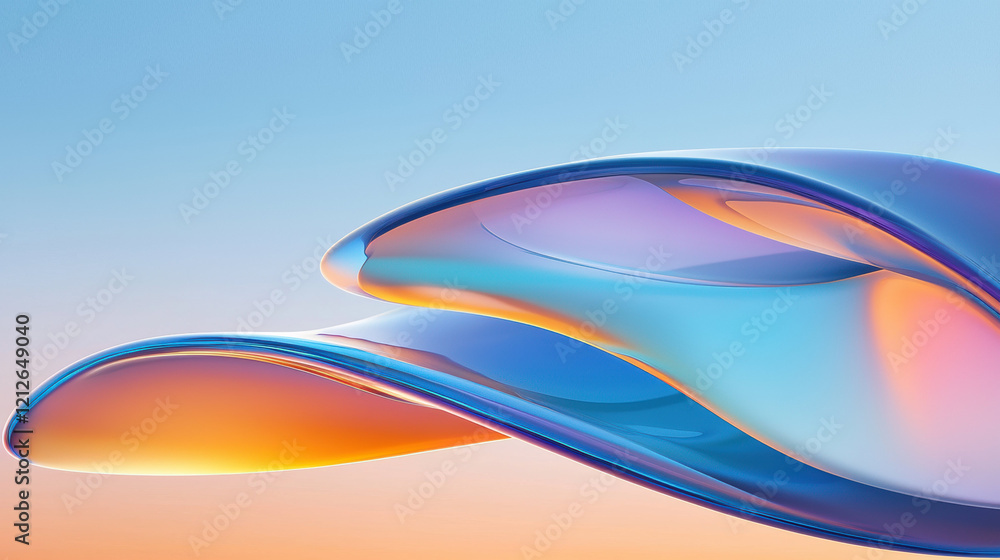 Leinwandbilder Soft lines in pastel colors create abstract representation of fluidity and movement, evoking sense of calm and serenity