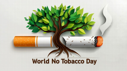 World No Tobacco Day: A Tree Emerging from a Cigarette, Symbolizing Life and the Fight Against Smoking