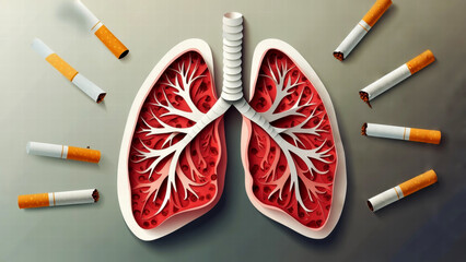 Lungs vs. Cigarettes: A Powerful Visual on Smoking's Impact on Respiratory Health and the Call to Quit